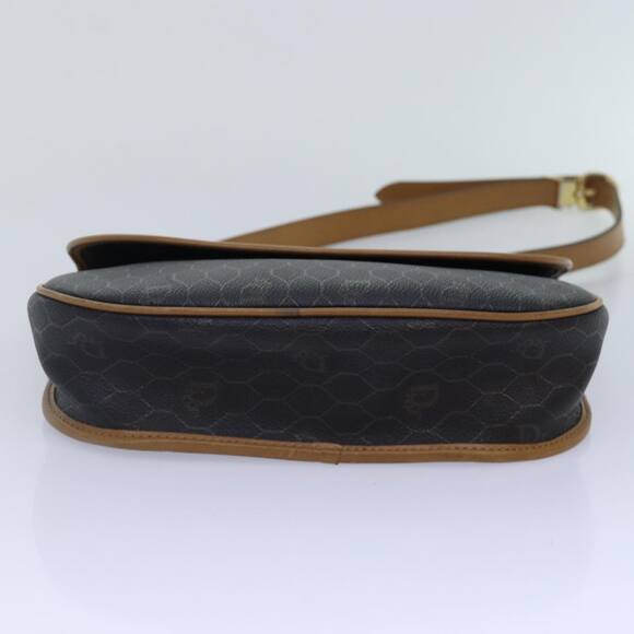 DIOR Honeycomb Canvas Shoulder Bag Pvc Leather Black Gold - Picture 9 of 12